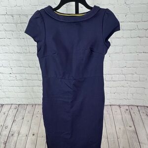 Boden Audrey Ponte Pencil Professional Navy Dress Size 8 Long
